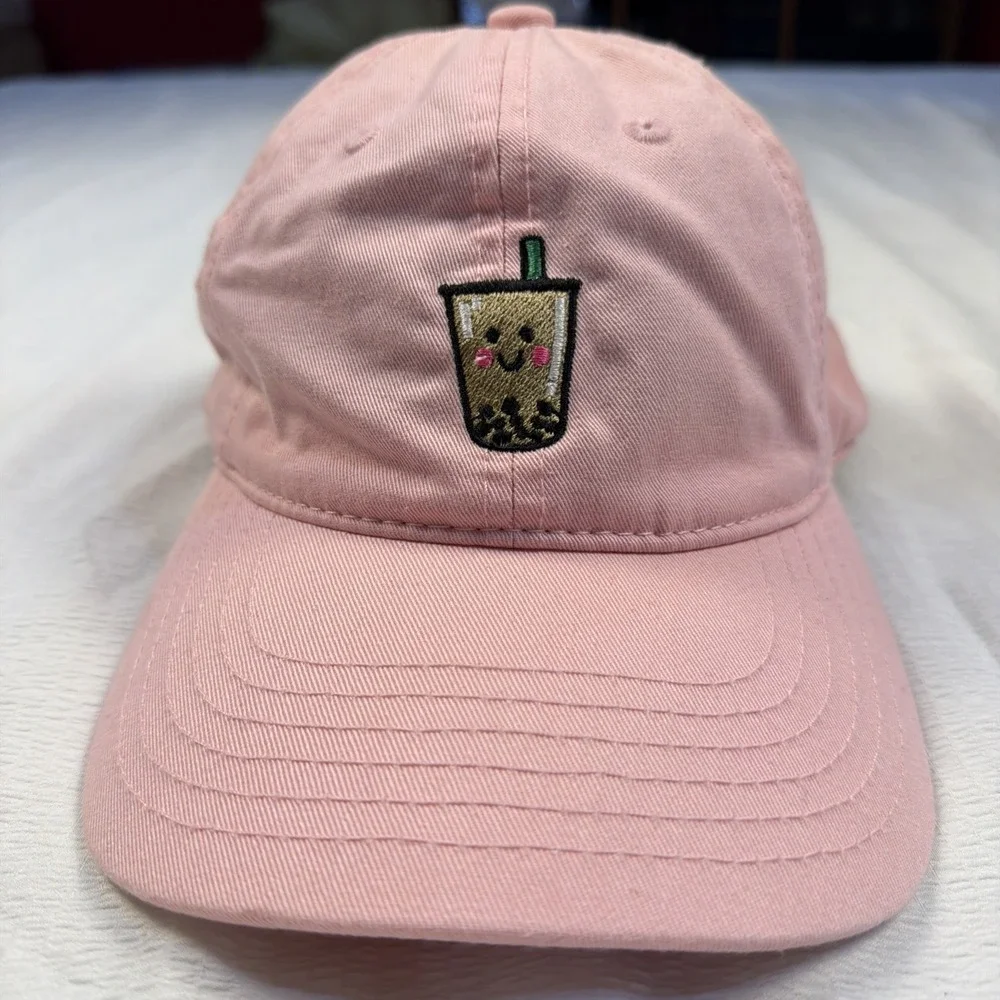Boba Bubble Tea Slideback Hat Pink‎ One Size Embroidered ChoKoLids